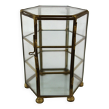 Old small hexagonal display case for miniatures or jewelry