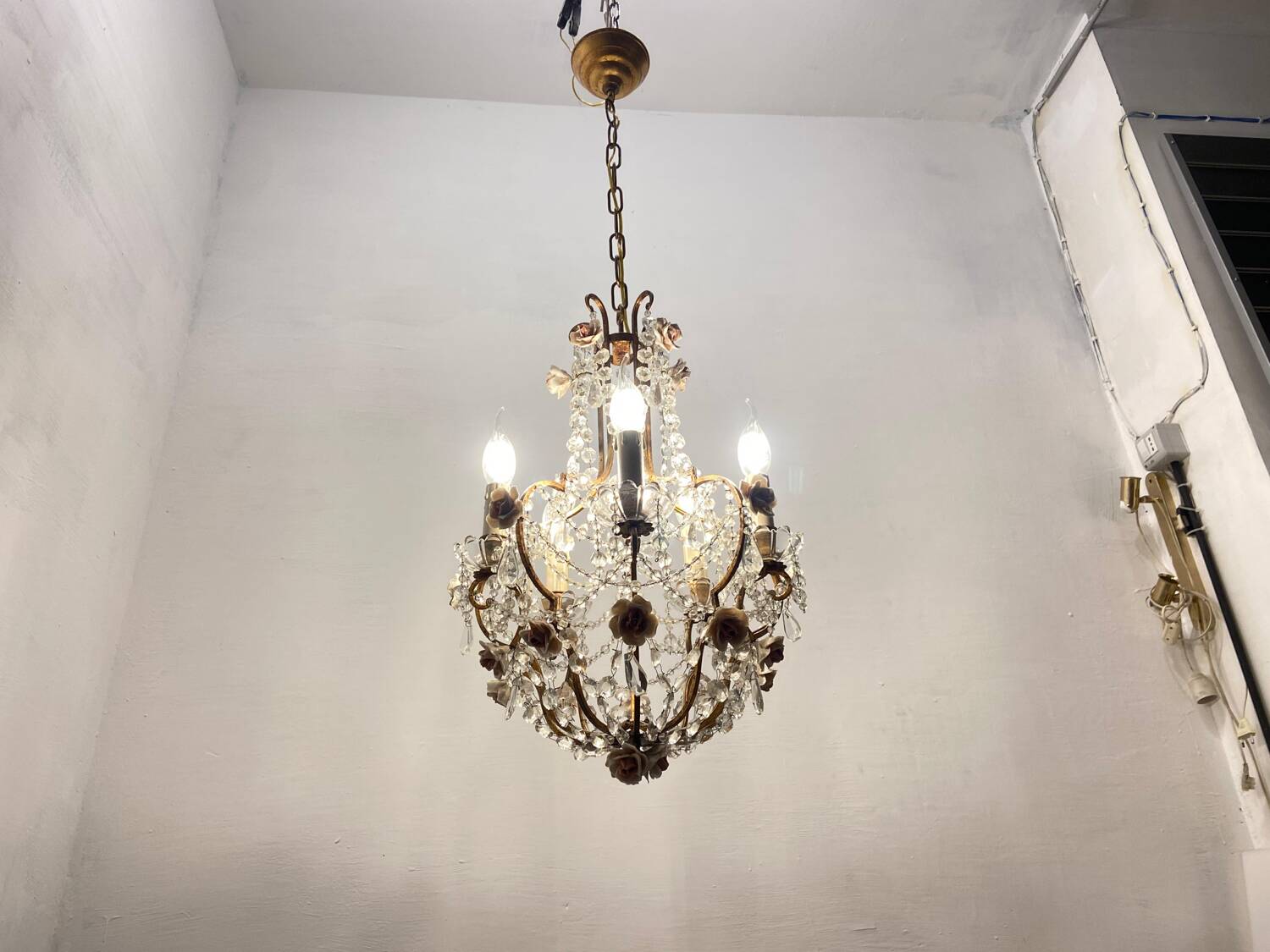 Vintage Crystal Rose Chandelier