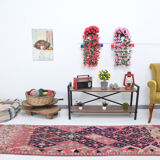 3x9 navy blue & pink turkish runner rug 79x272cm