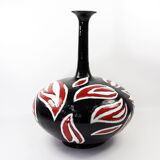 Studio pottery ceramic hand painted glaze vase circa 1970