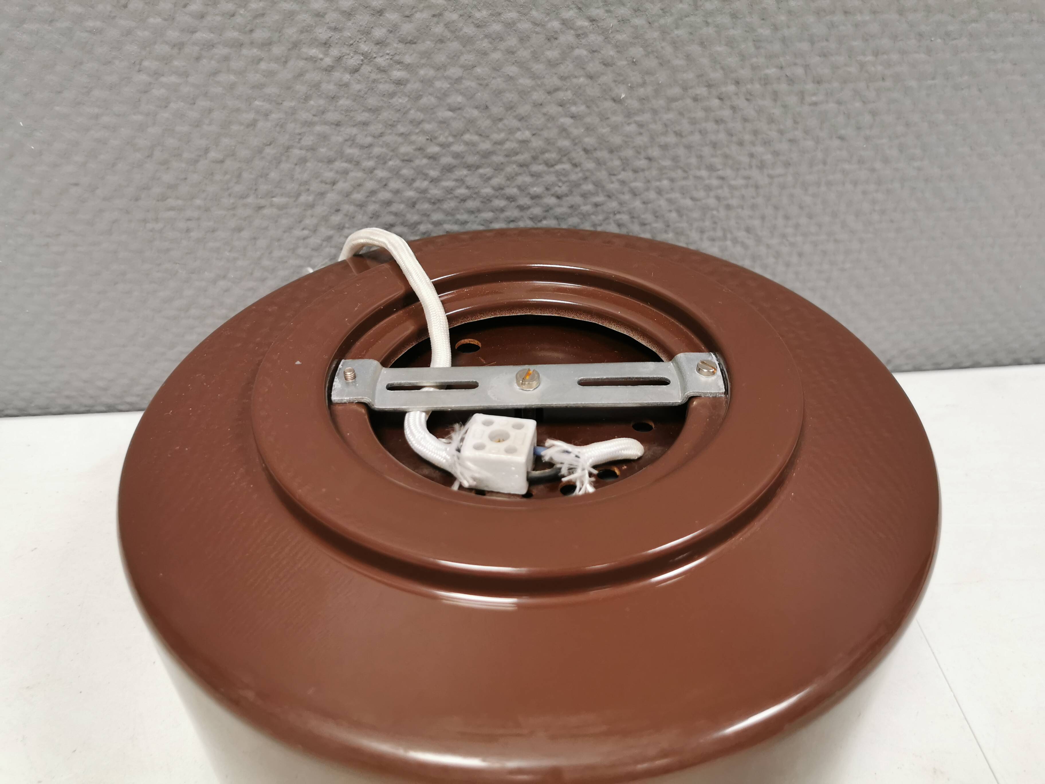 Ceiling lamp from the 80s, Nordisk Solar Denmark. In original light brown color.