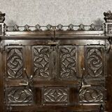 Neo-Gothic coat rack in carved oak, 19th century