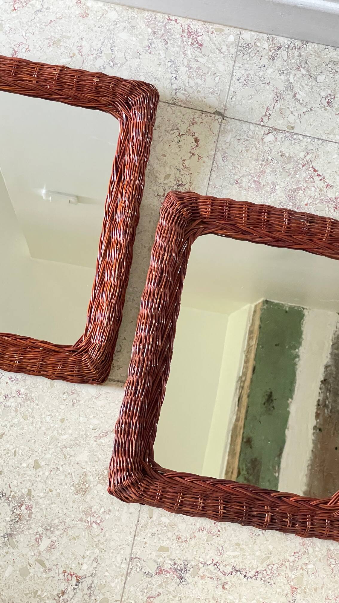 Pair of VINTAGE Rattan MIRRORS