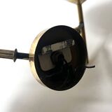 2 double wall lights in brass and white opaline glass, Arlus design 1950