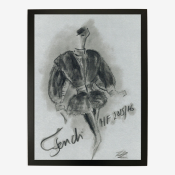 Drawing by Karl Lagerfeld for Fendi