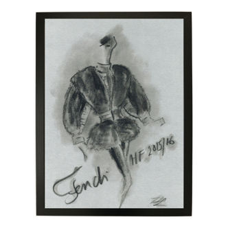 Drawing by Karl Lagerfeld for Fendi