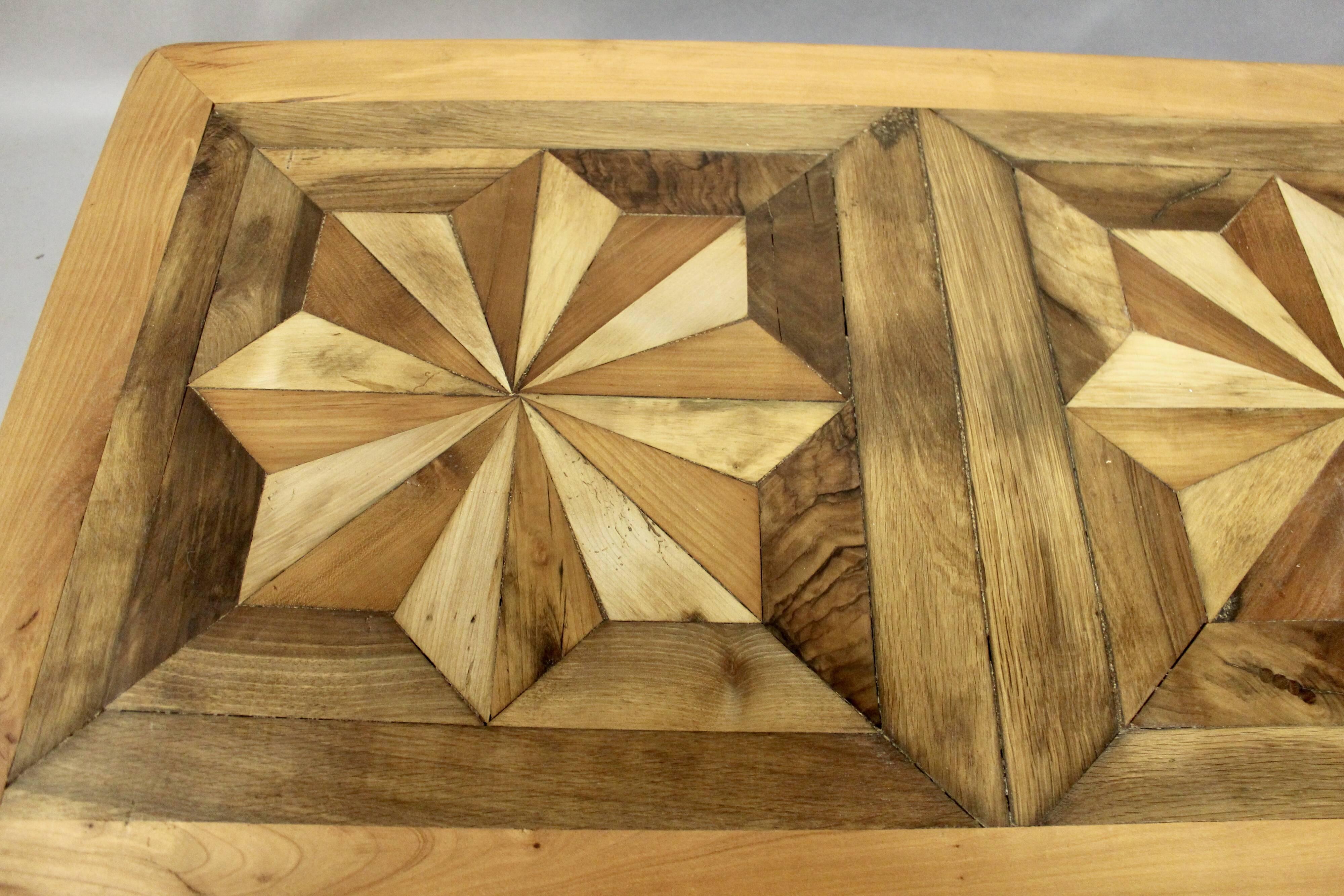 110 cm Coffee Table with Antique Parquet Top