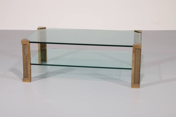 Table de salon en laiton Peter Ghyzcy modèle T14D 1970 Design hollandais