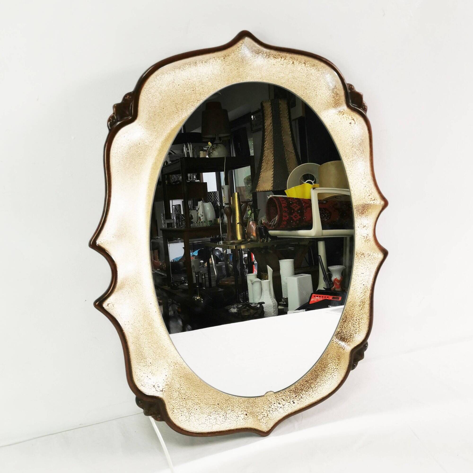 Mid-century ceramic mirror, Pan Keramik, 1970s
