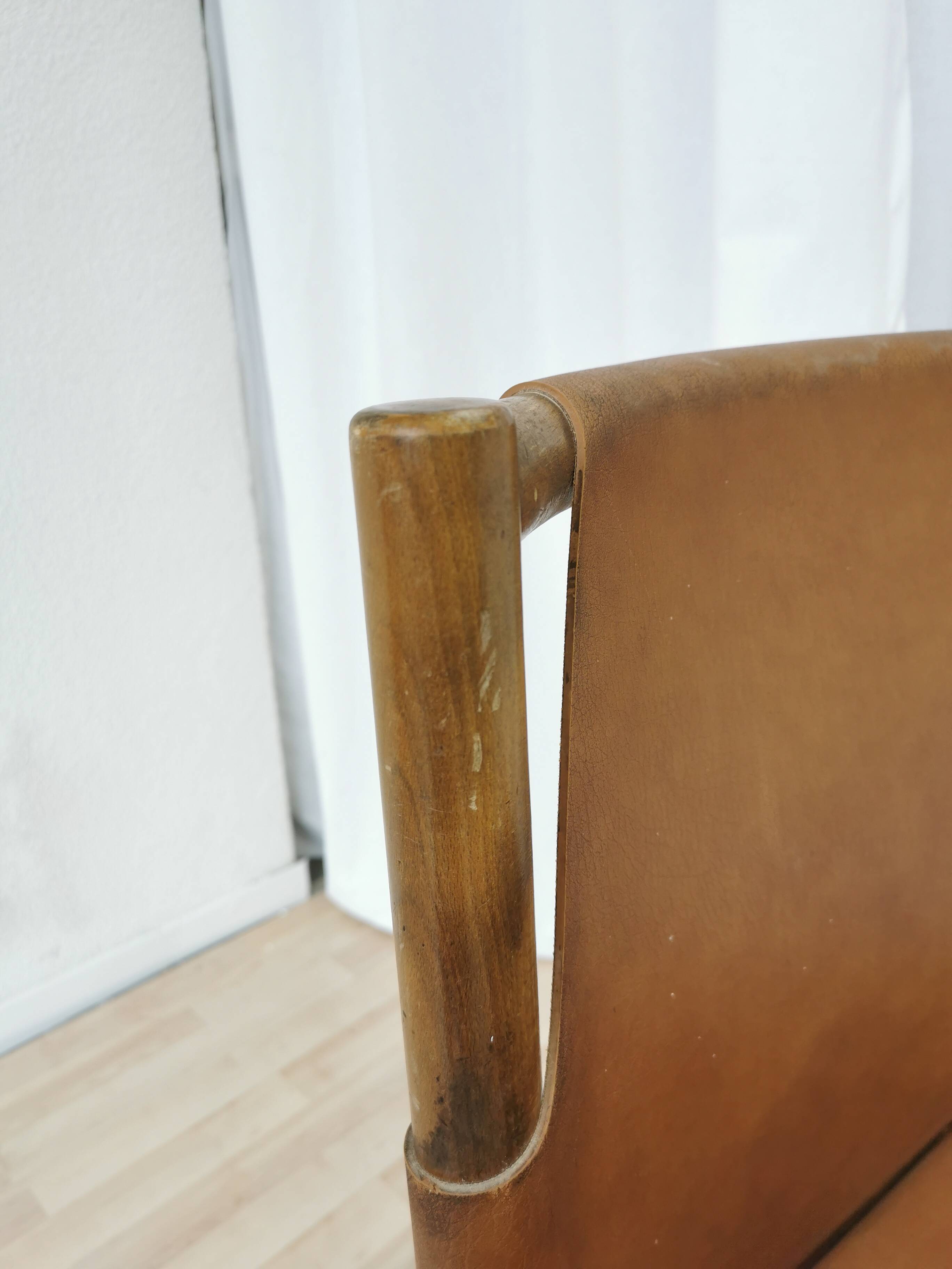 Vintage Janez Lajovic Leather Dining Chair: Mid-Century Modern 1980s