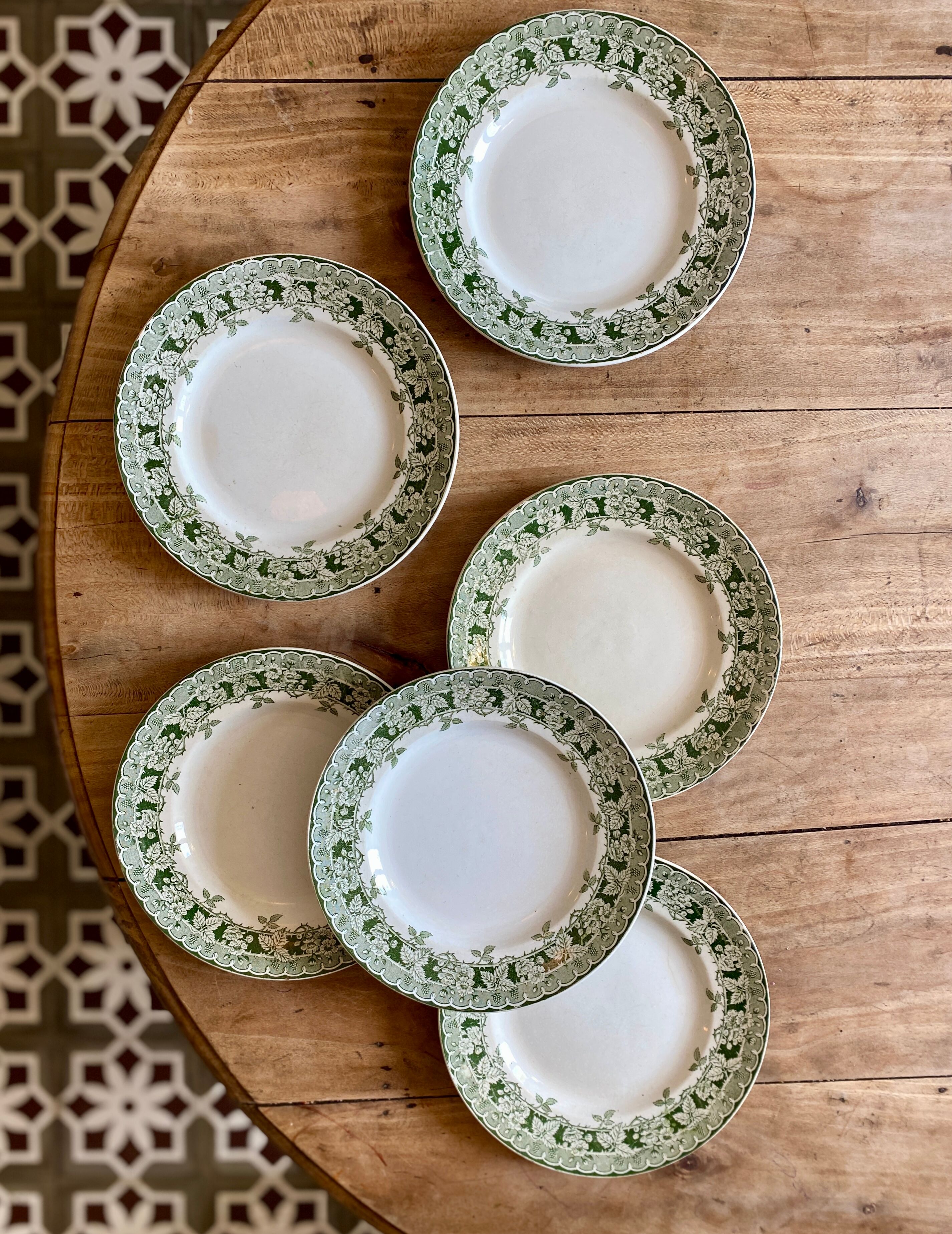 Set of 6 old plates in iron earth, model Murier de Saint Amand