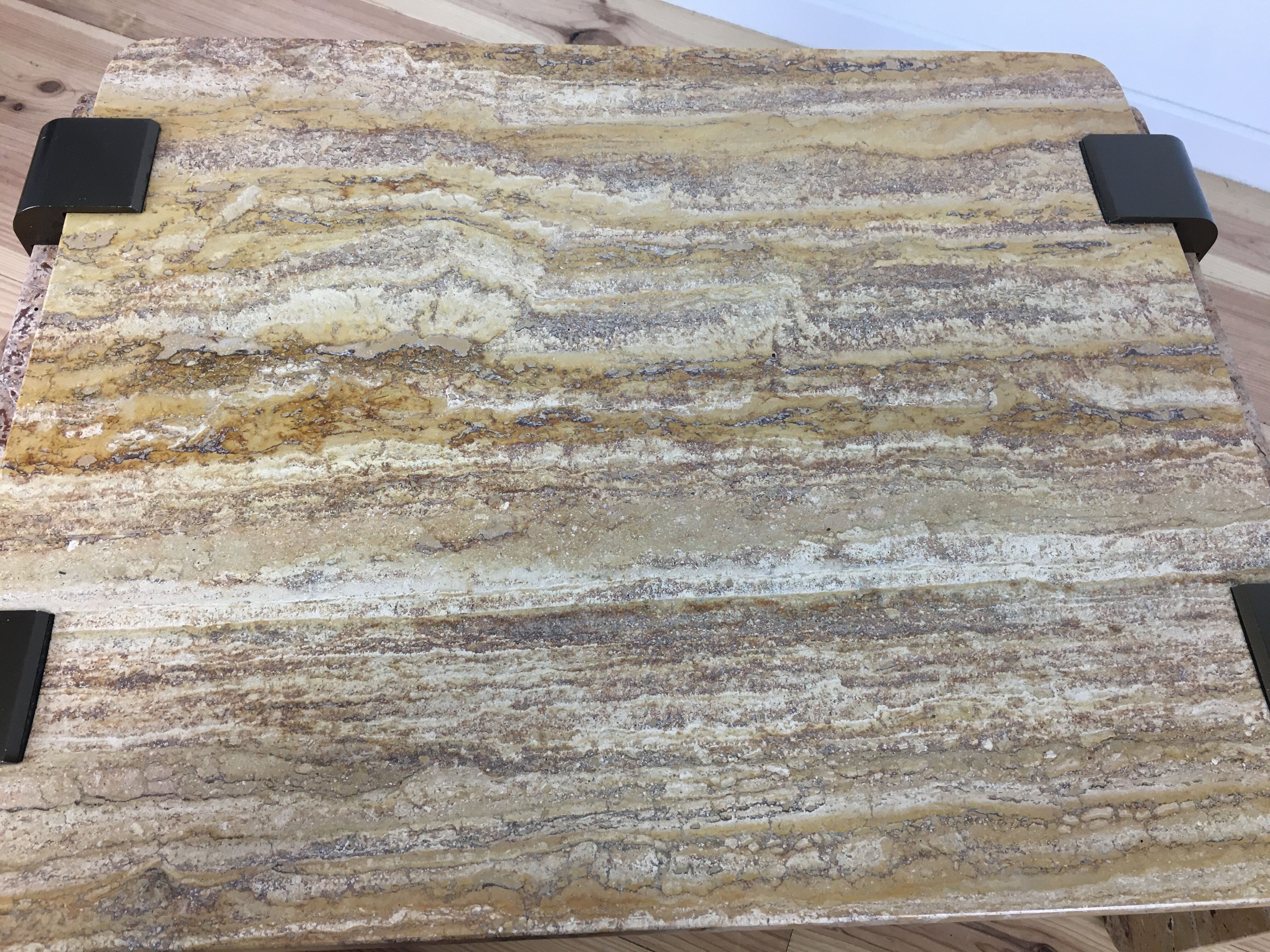 Yellow travertine coffee table, 70/80s