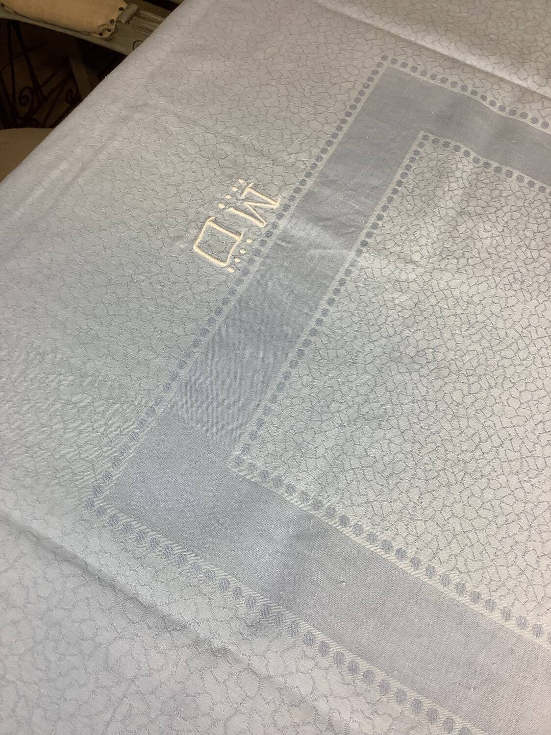Vintage nappe & serviettes damassés monogramme