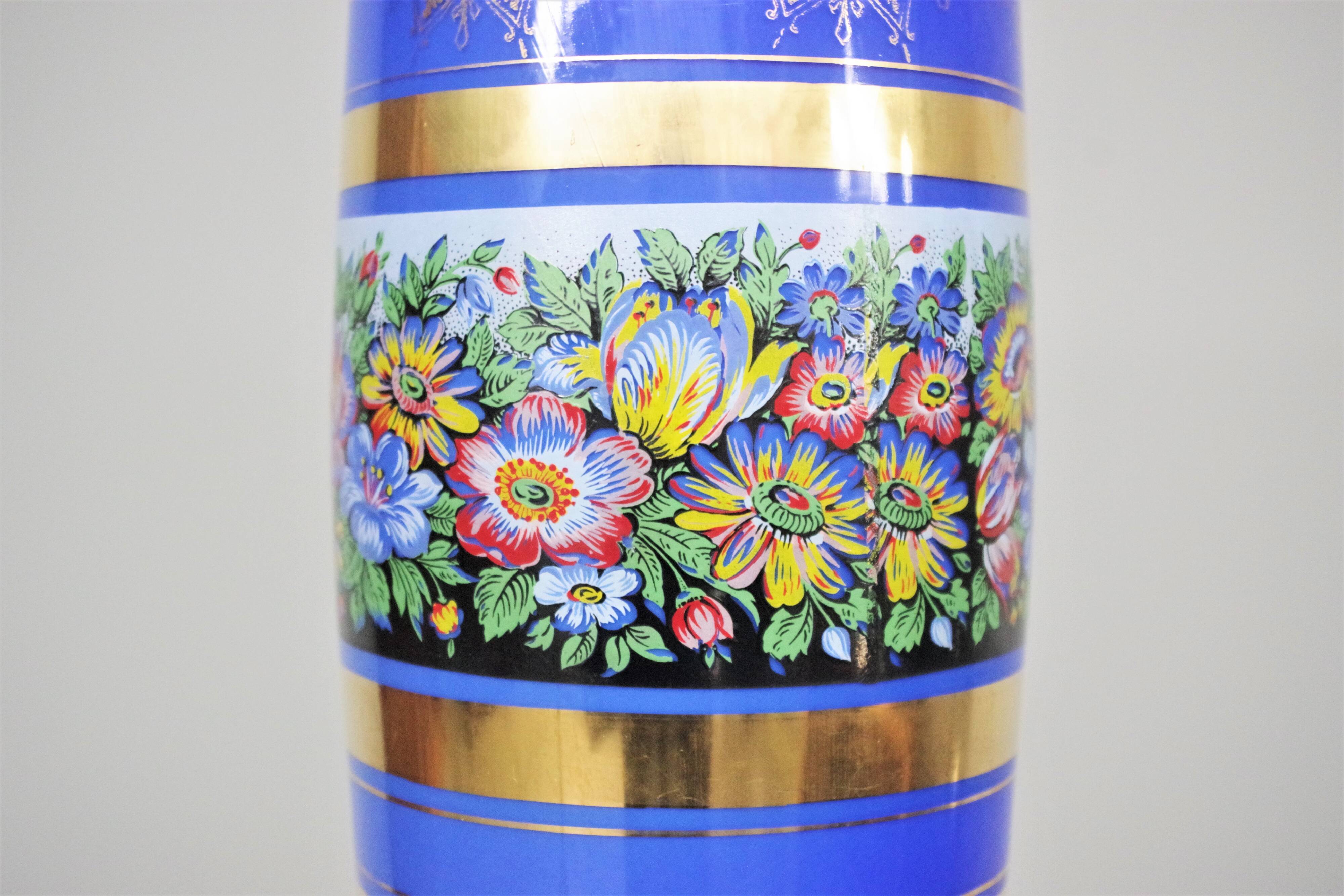 Hand-decorated glass vase