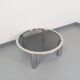 Vintage round coffee table in smoked glass and chrome metal from the 70s