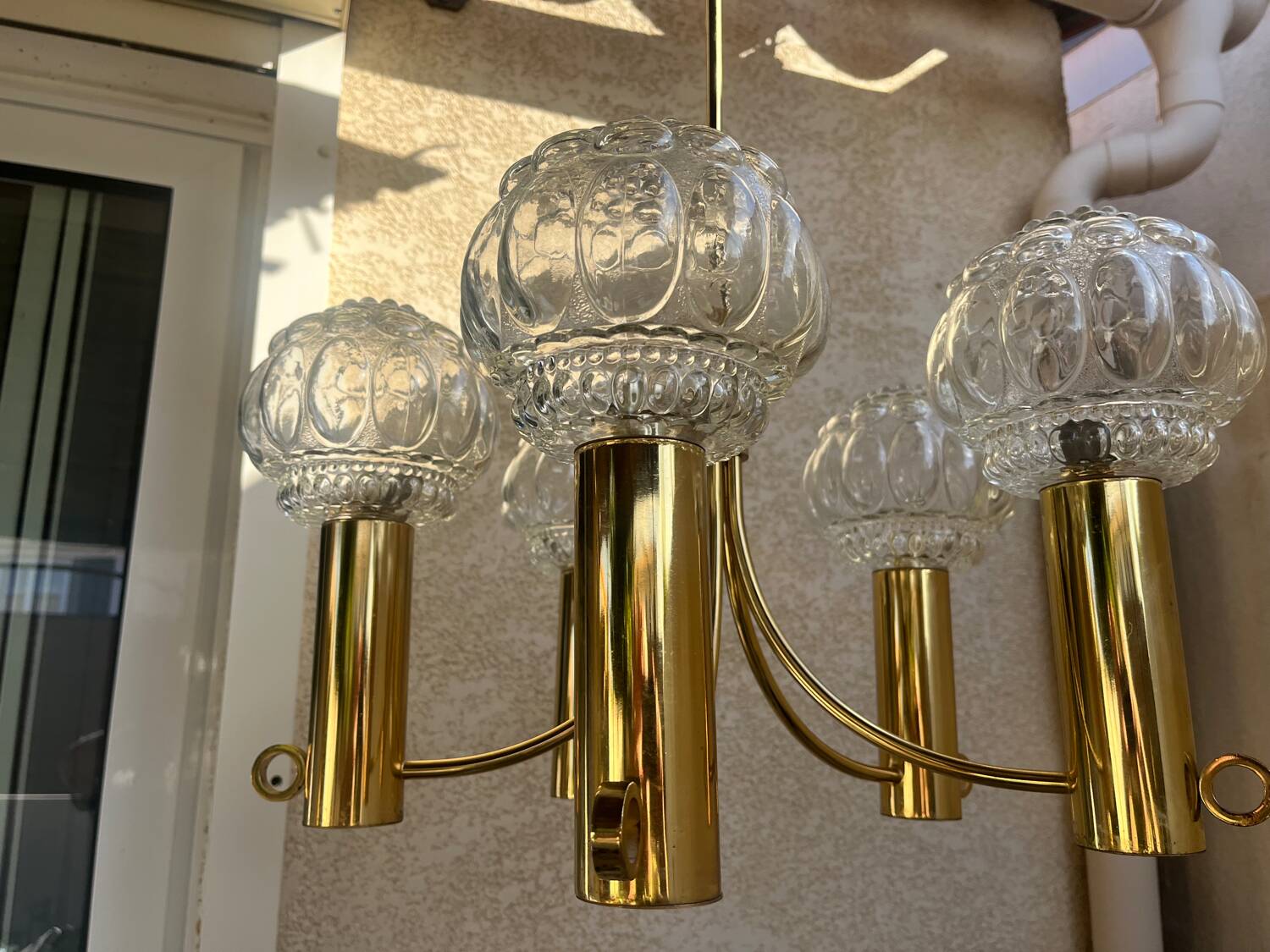 70s Space Age style gold chandelier