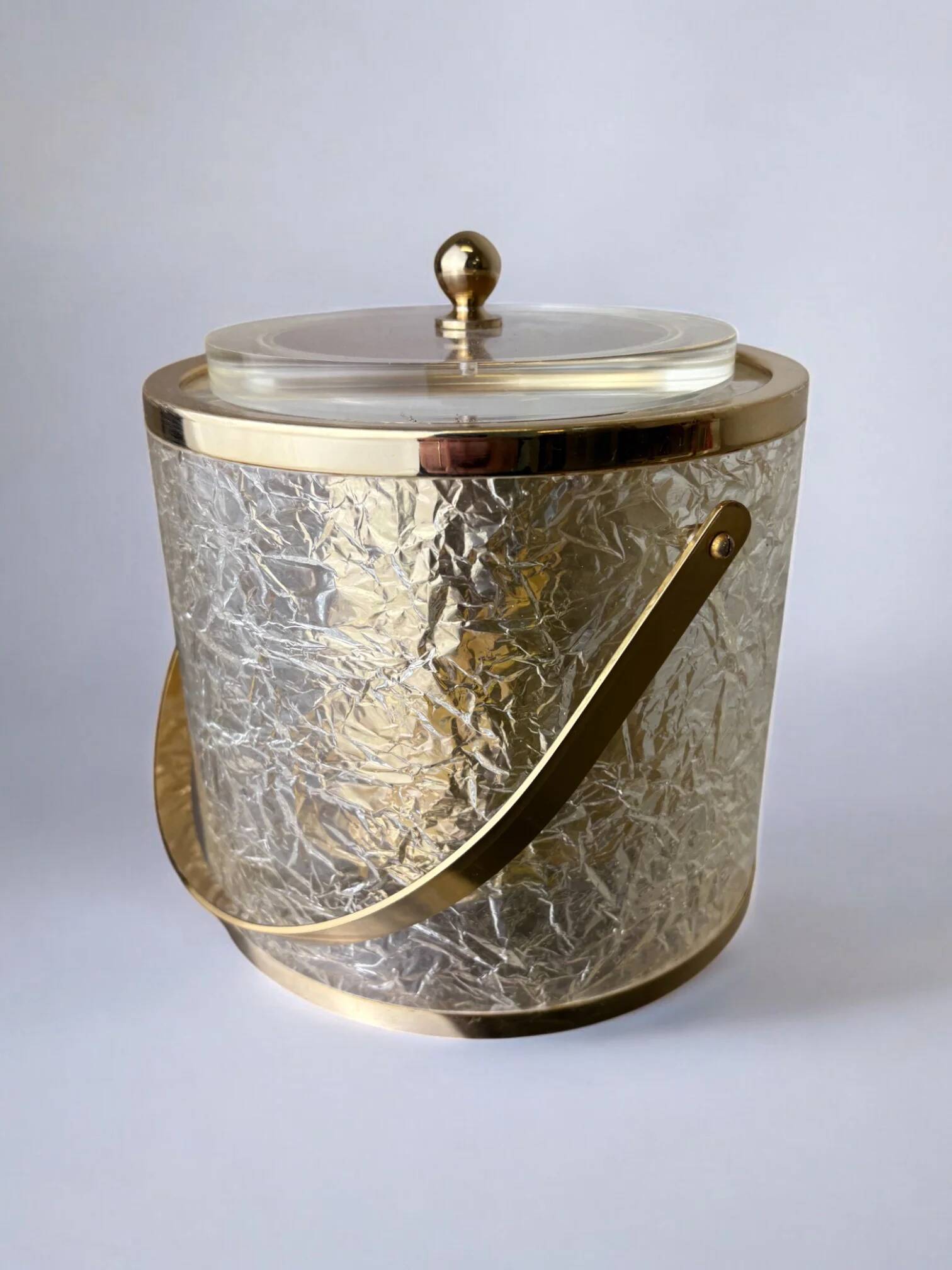 Dior style lucite ice bucket with tongs, Italy, 1970
