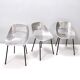 Set of Three Aluminum "Tulipe" Tonneu Chairs by Pierre Guariche, France