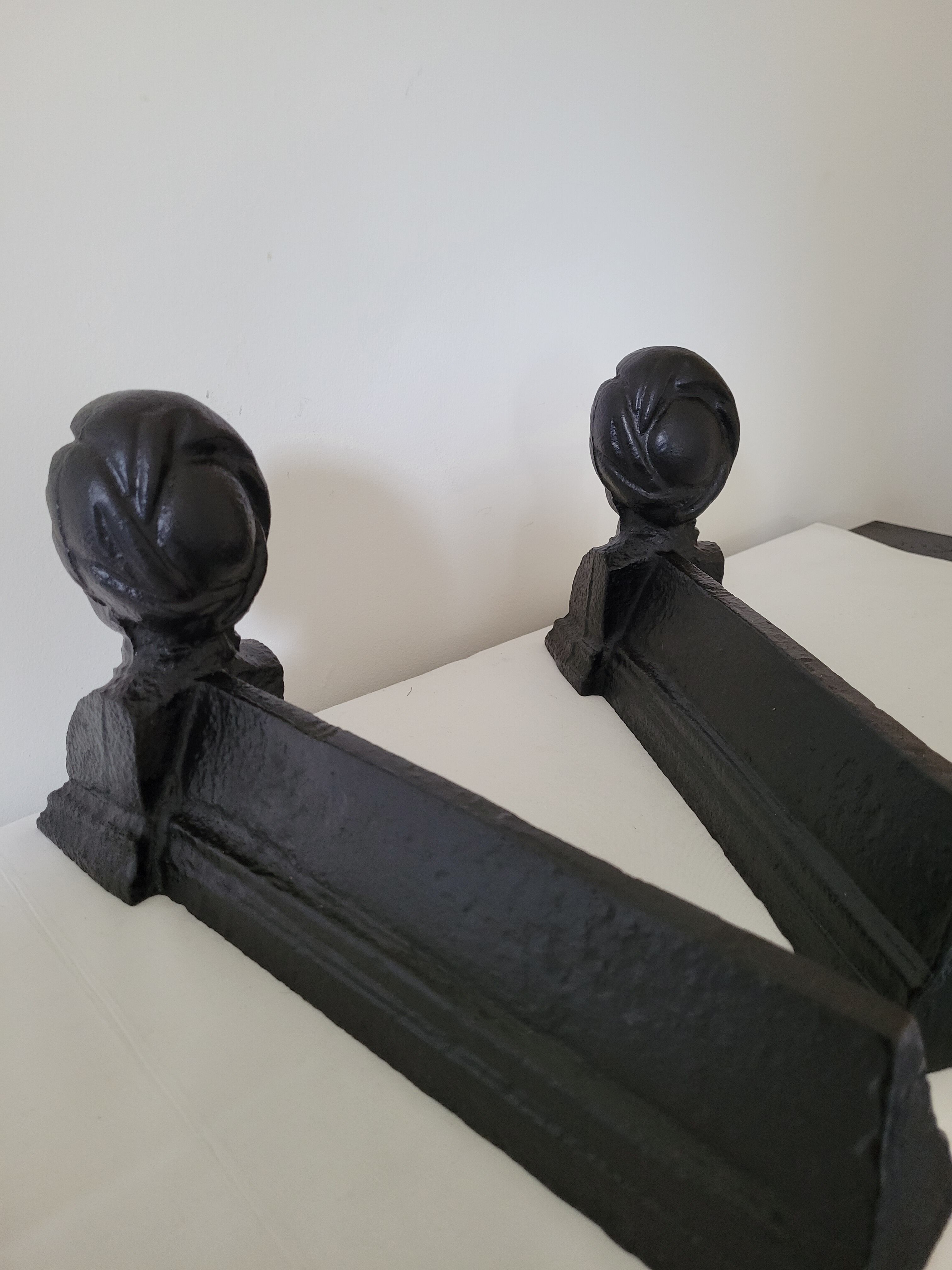 Pair of anthropomorphic cast iron chenets