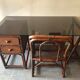 Bamboo desk and armchair, rattan 70s/80s