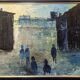 Mid-Century Modern Swedish "City Dream" Vintage Oil Painting, Framed