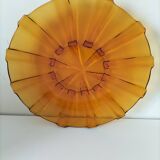 Large amber molded pressed glass dish