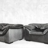 Grey Leather Danish Monza Armchairs by Jens Juul Eilersen for Niels Eilersen, 1970s, Set of 2