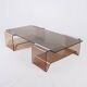 Table basse en plexi fumé et verre, Michel Dumas, France, 1970