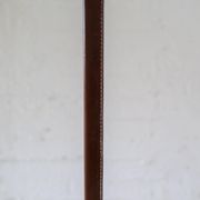 Mid-century brown leather and patinated brass floor lamp by Falkenbergs Belysning, Sweden, 1960s.