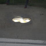 Lacquered black chest of drawers, golden brass