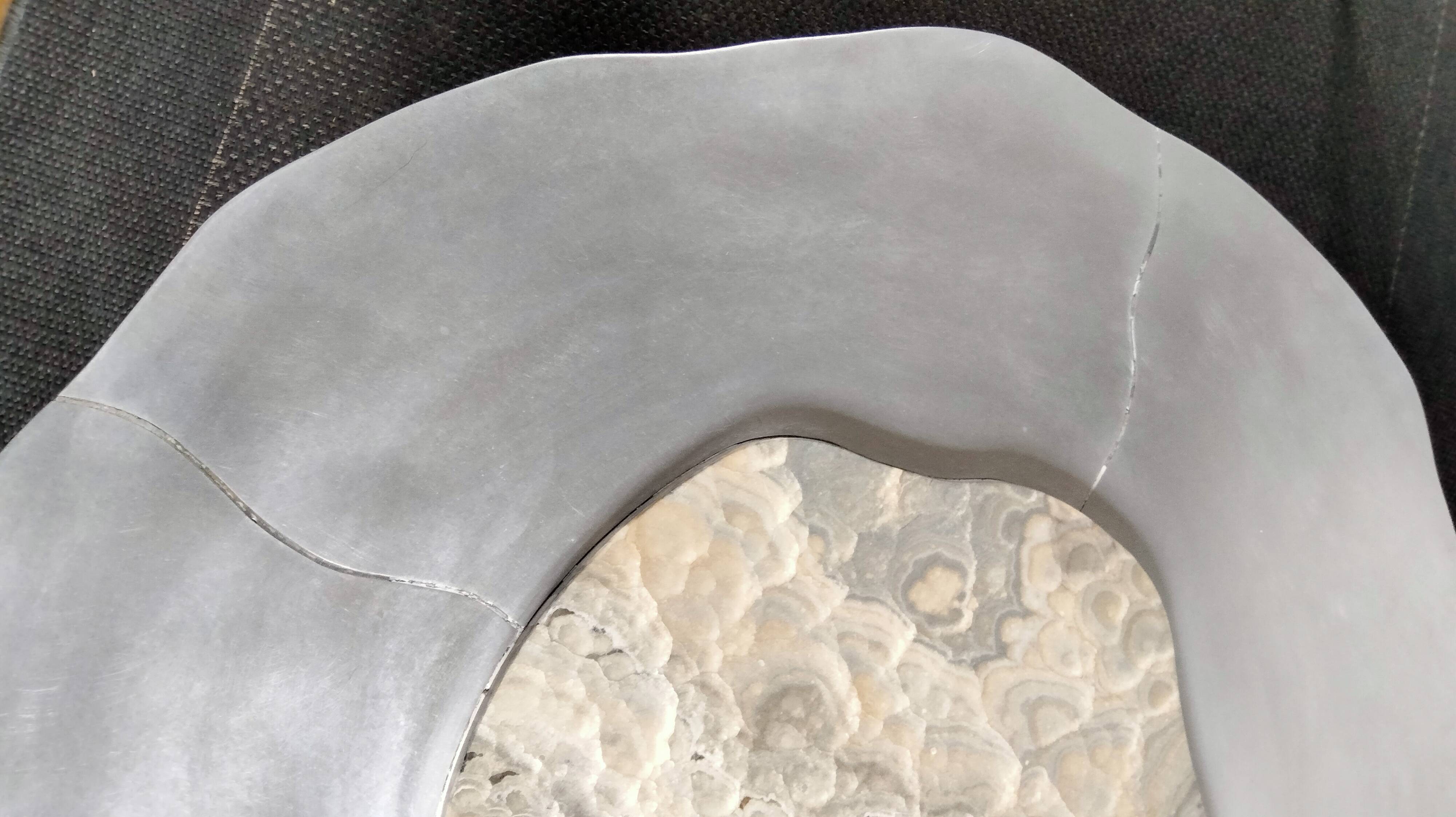 Onyx and aluminum coffee table