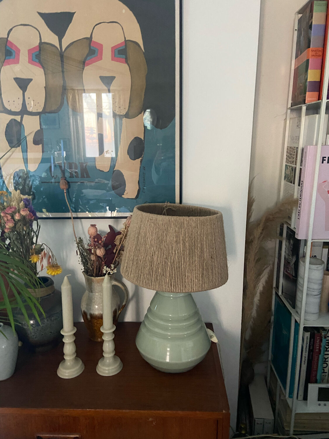 Glass lamp and rope Art Deco