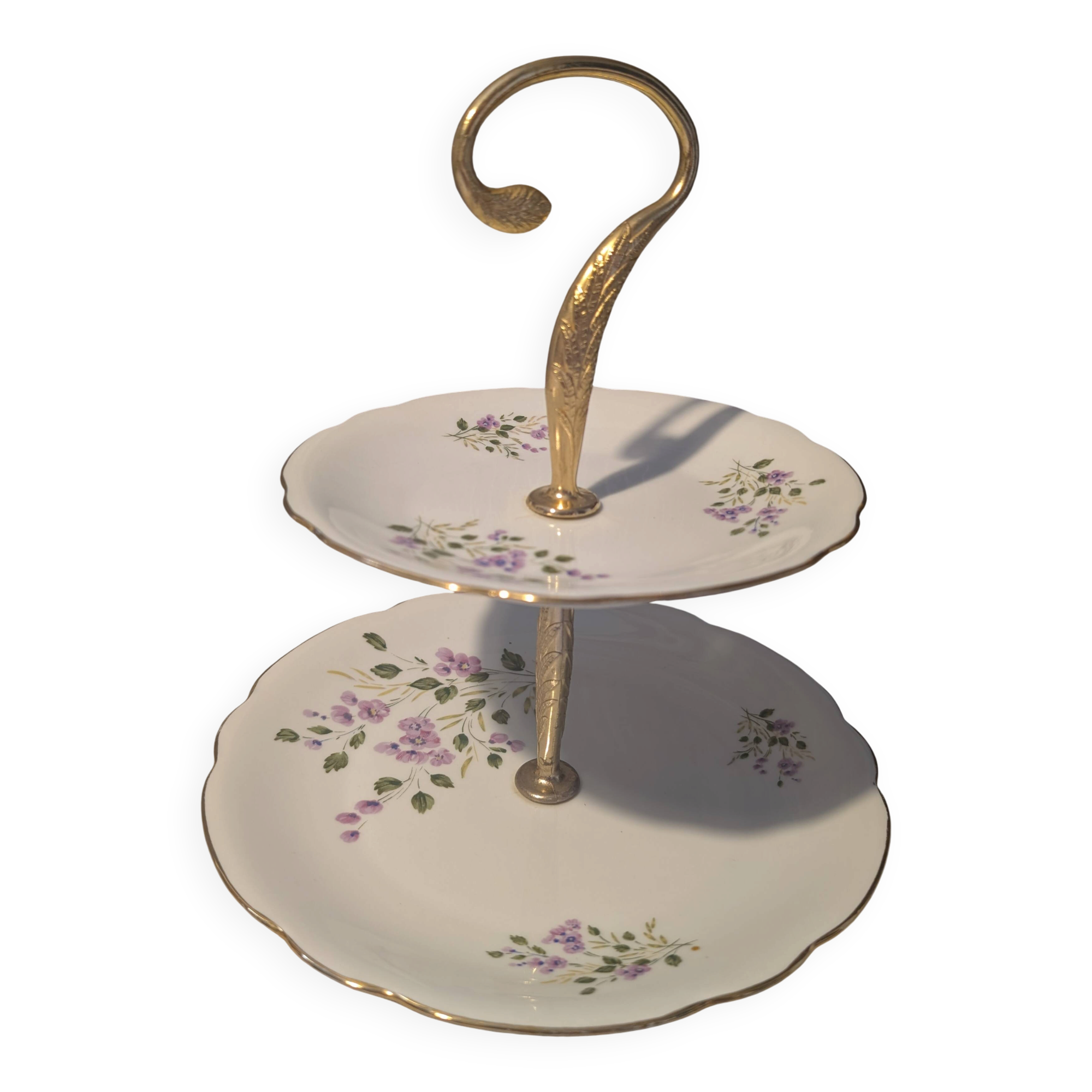 Vintage cake stand in Berry porcelain (CNP) - Violet decoration
