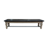 Ancient bench in solid oak and french bank brass