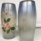 Pair of ovoid vases decorated with flowers