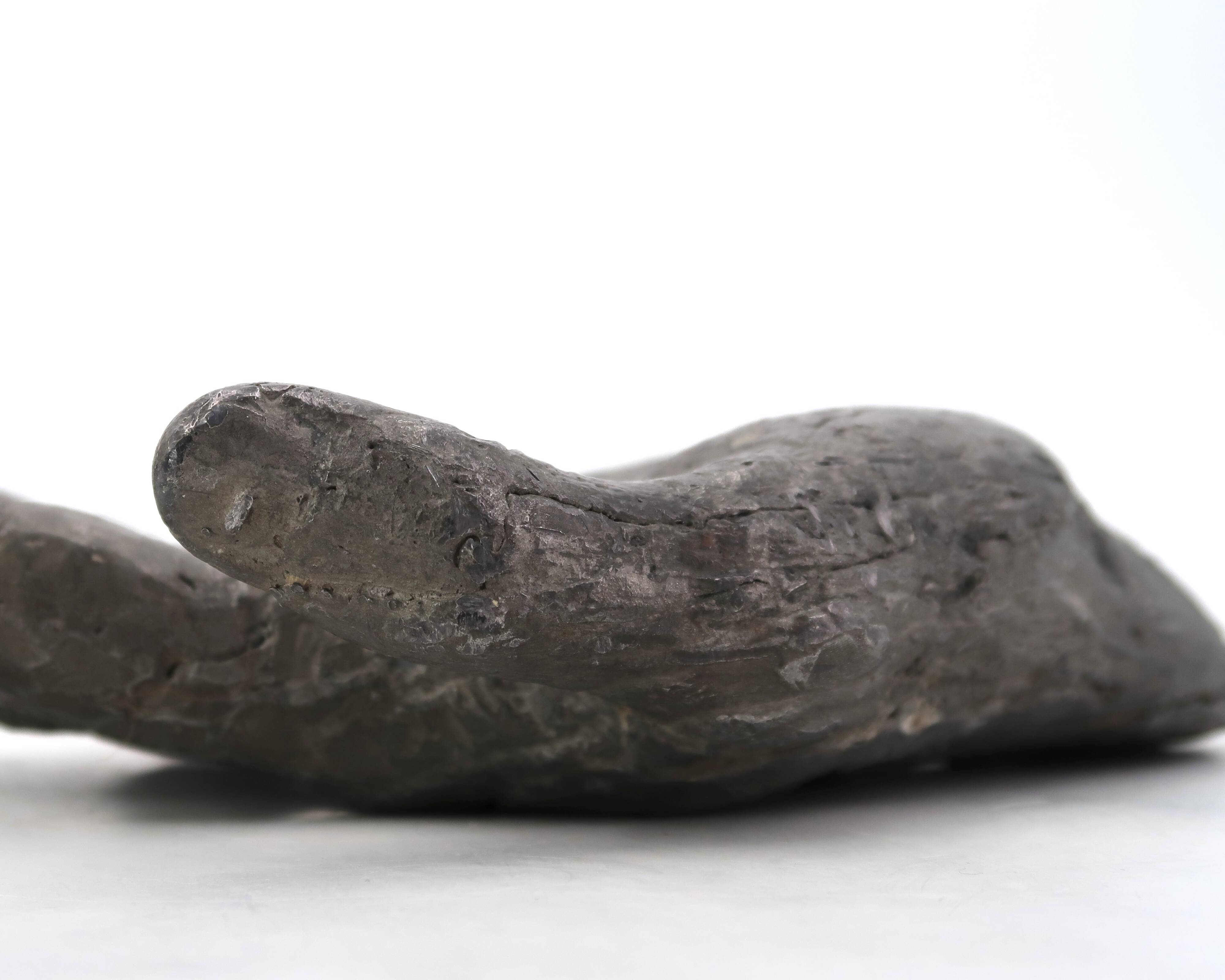 Cast iron silver-coloured catchall in the shape of a hand, 1970s sculpture.