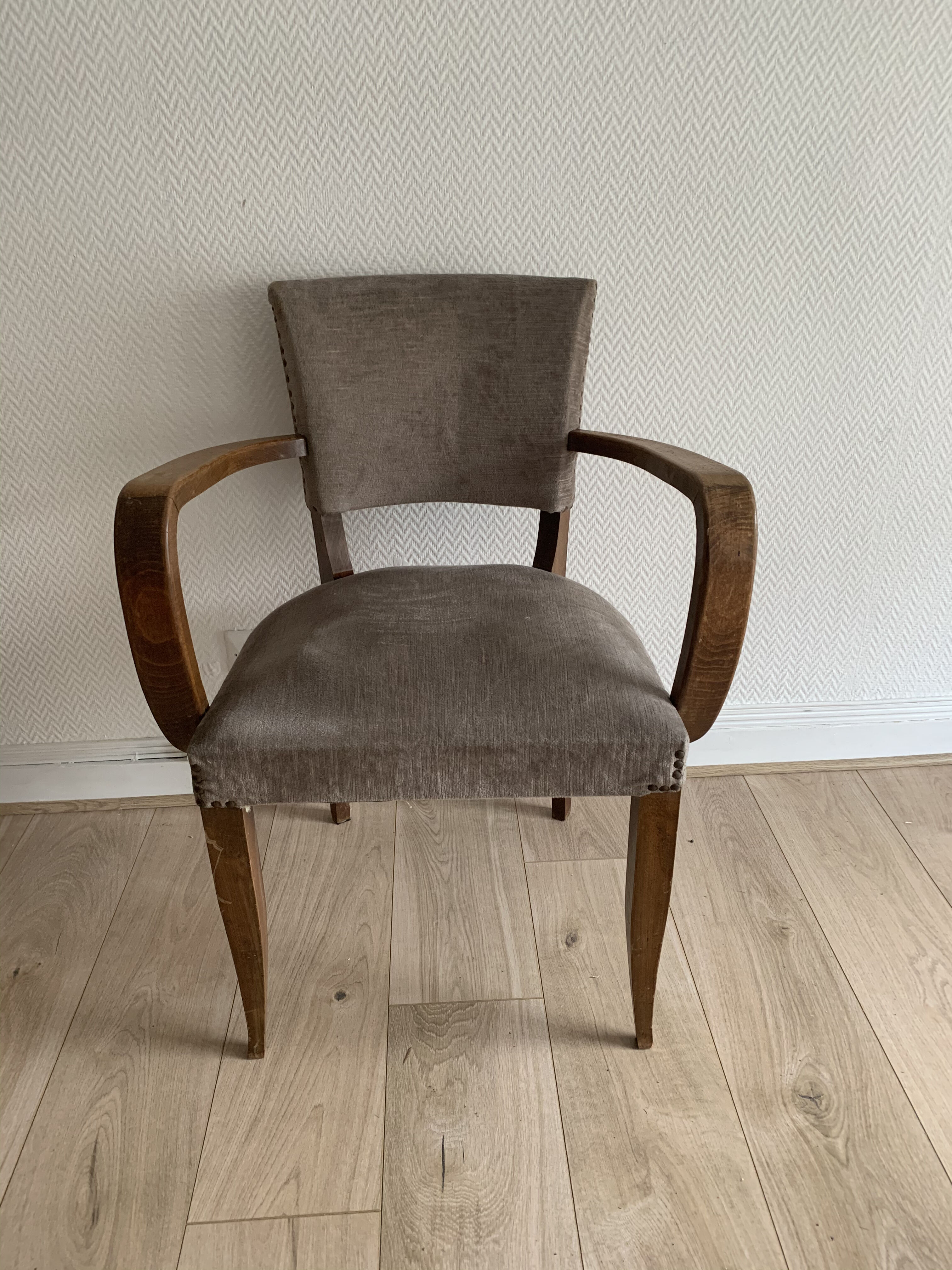 Bridge chair vintage grey velvet