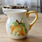Pichet vintage en faïence et barbotine motif citron