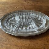 Antique serving dish, aperitif, starters, in Lippert crystal and metal