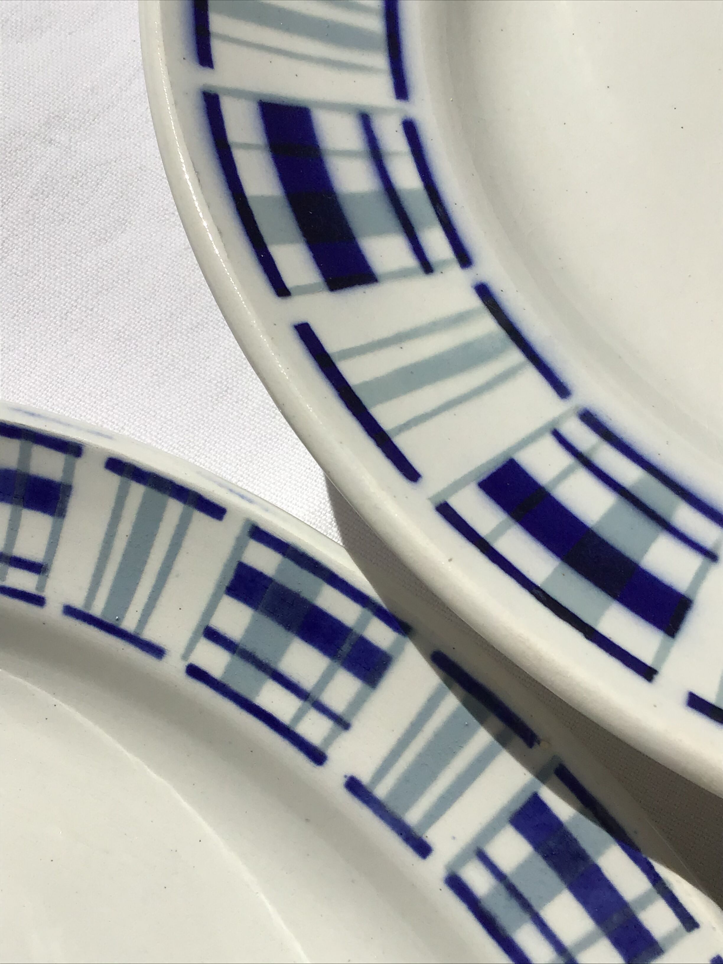 St Amand cup and ramekin blue stripes