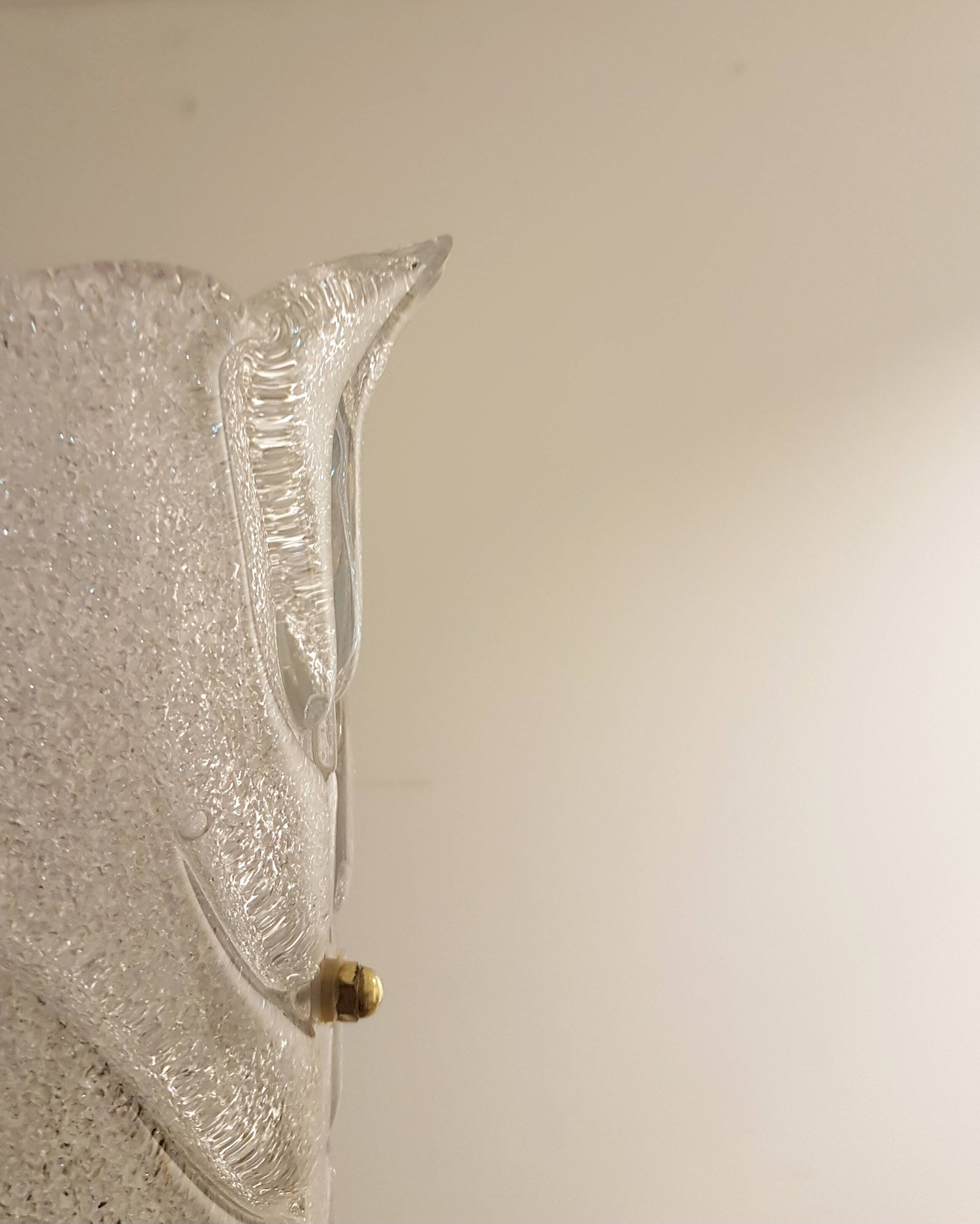 Large Mid-Century Eight-Arm Brass and Ice Glass Chandelier by Carl Fagerlund, 1960s