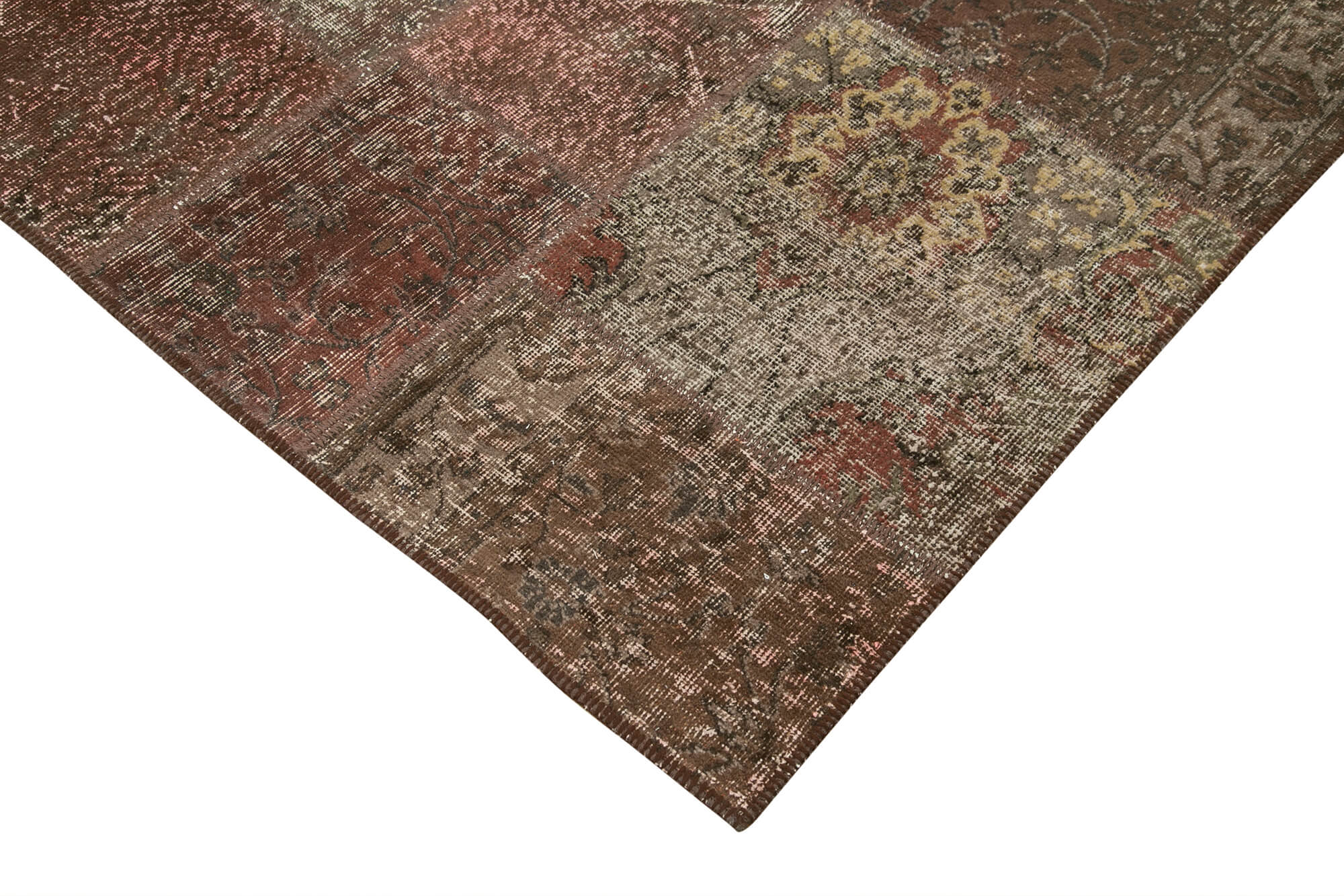 Handwoven turkish 203 cm x 300 cm brown patchwork rug