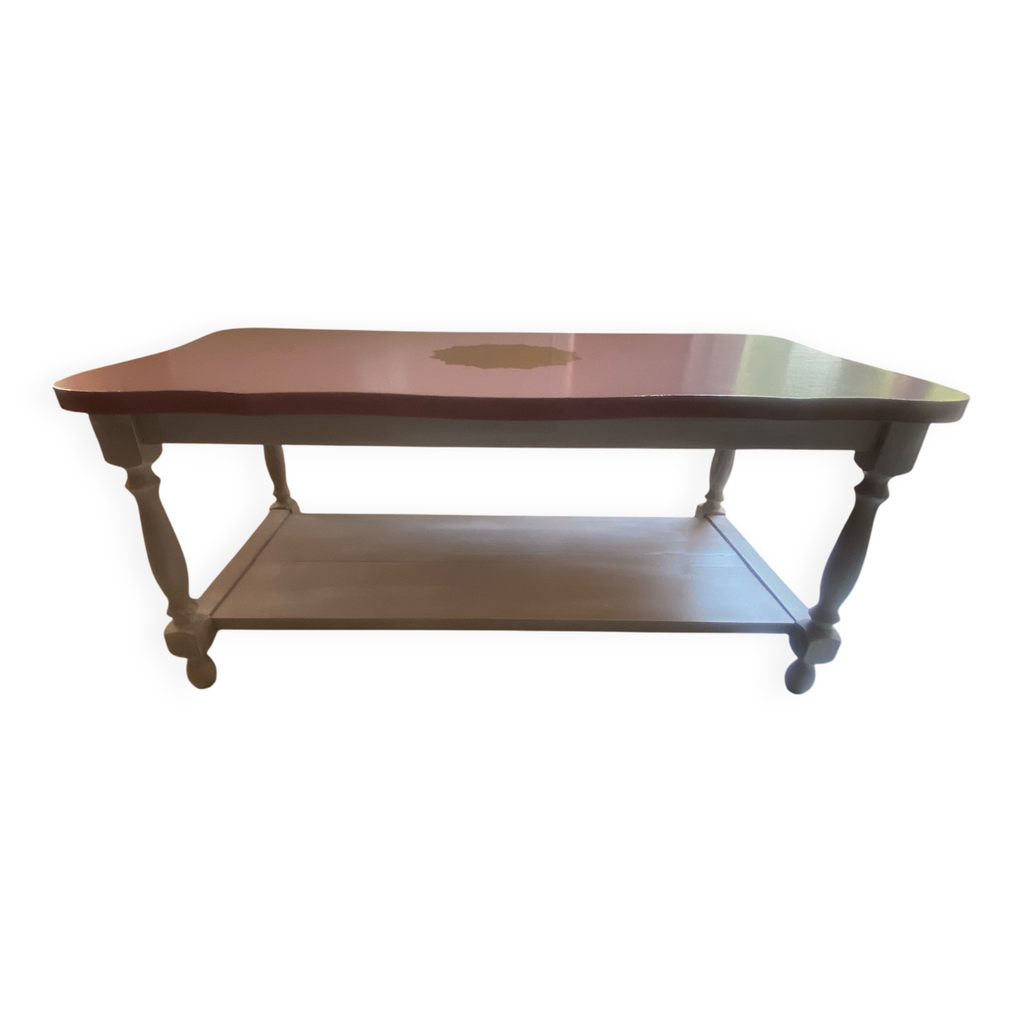 Table basse vintage rustique rose et doré