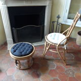 Vintage rattan pouf
