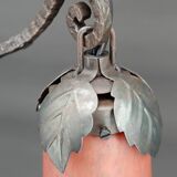 Two-headed wrought iron lamp by Muller, Art Deco, France, Circa 1920
