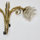 2 19th Century Gilt Bronze Wall Sconces with Molded Glass Globes in the Shape of