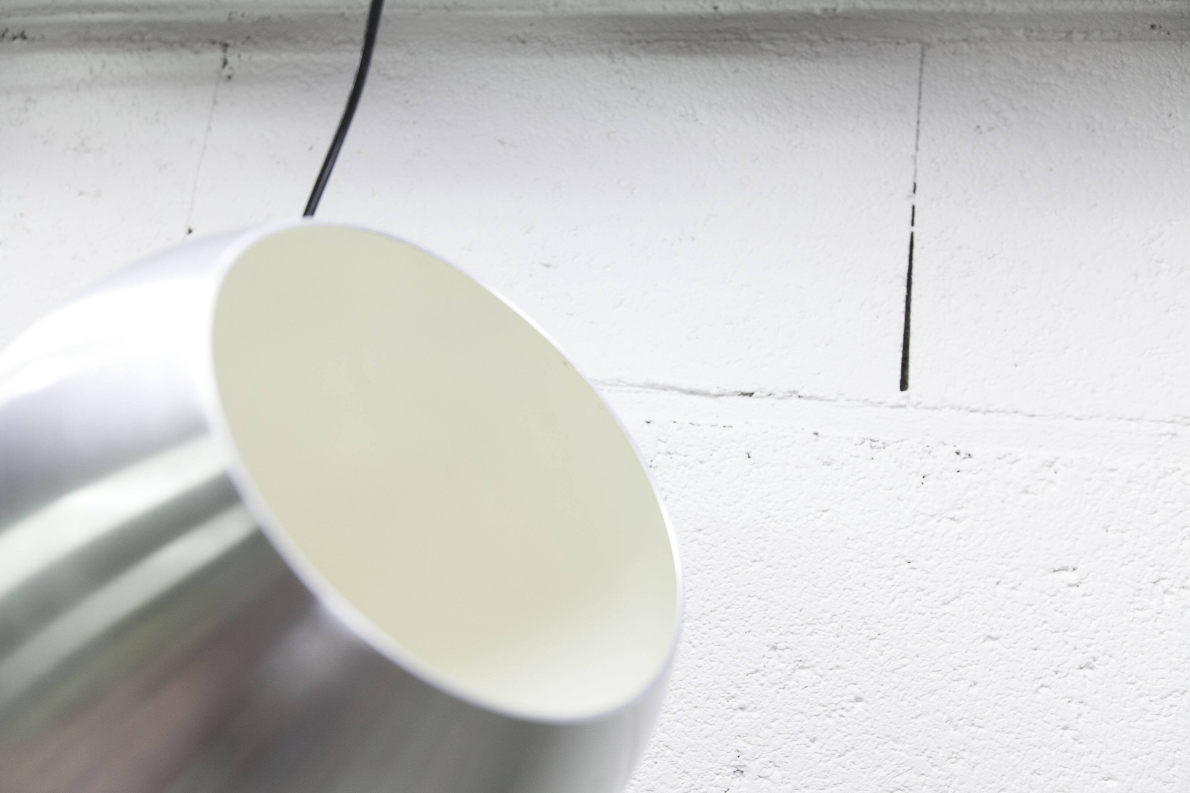 Pair of functional 70's aluminum ball pendants