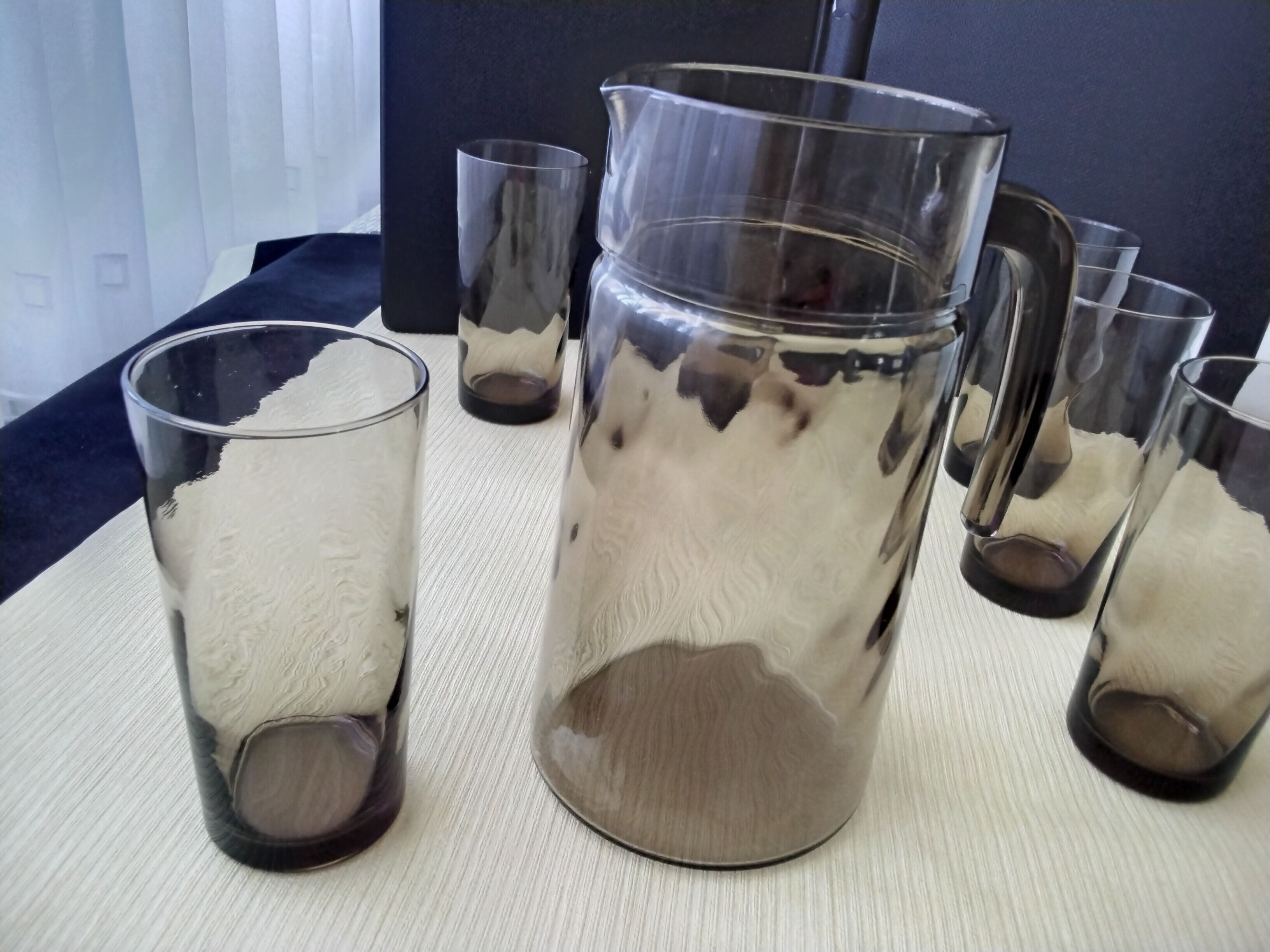 Luminarc vintage smoked glass orange juice set
