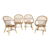 Set of 4 rattan armchairs from the 1960s, France.