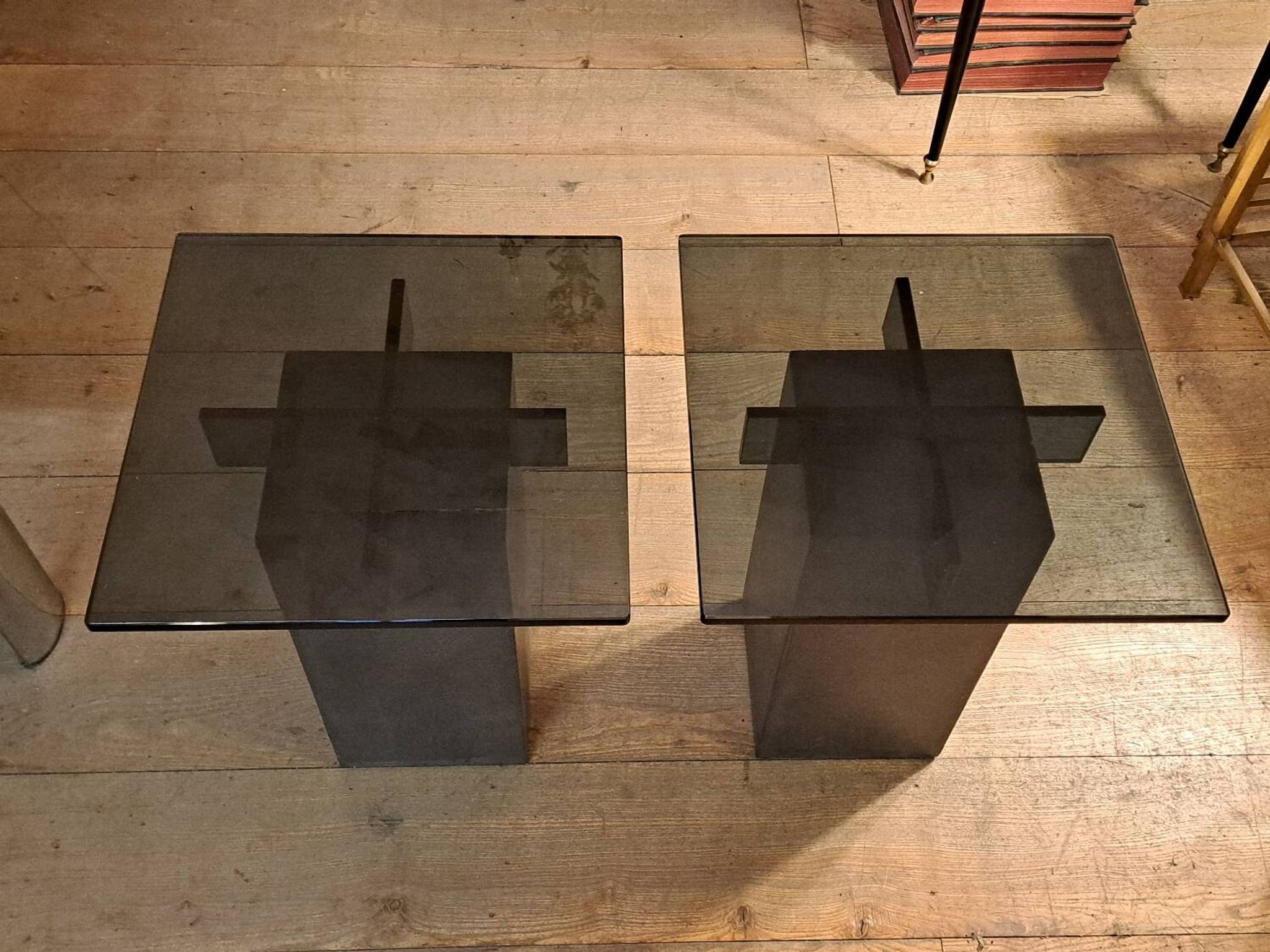 Pair of Roche Bobois side tables by L. Morgaine